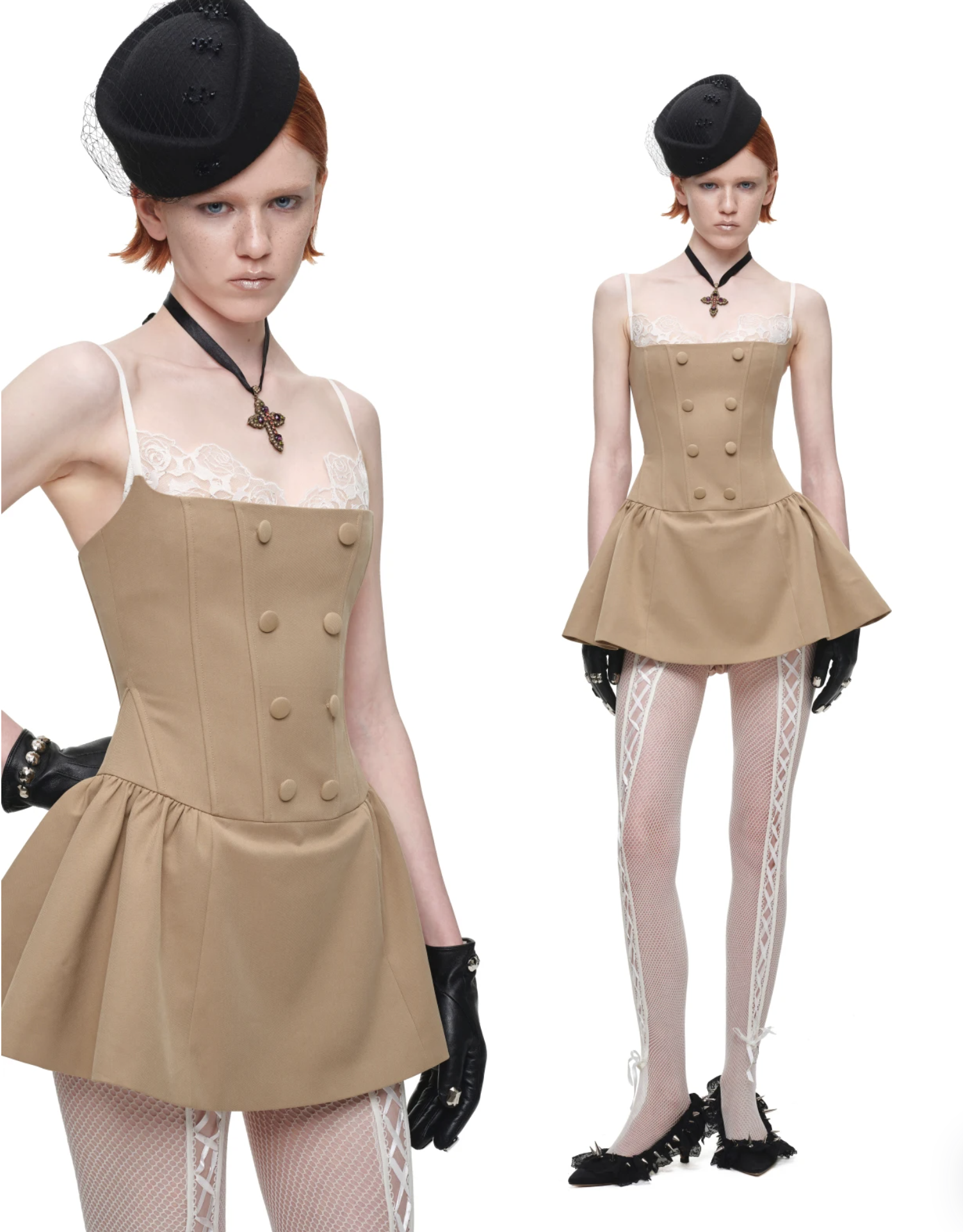 IN STOCK ♱ ROMANTIC LACE CORSET MINI DRESS ♱ BEIGE - Image 10