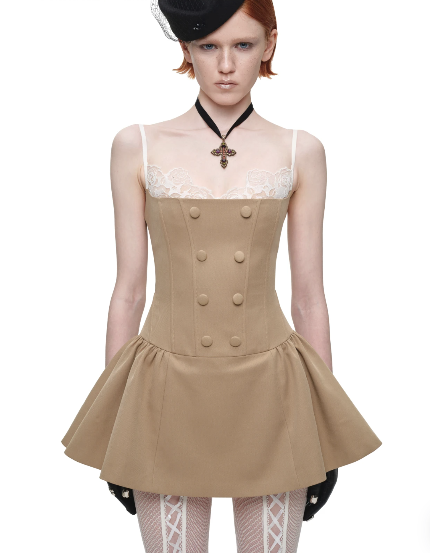 IN STOCK ♱ ROMANTIC LACE CORSET MINI DRESS ♱ BEIGE - Image 11