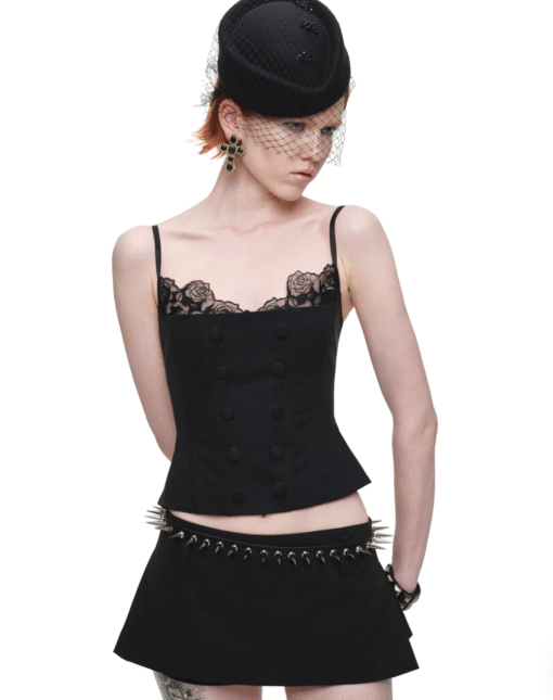IN STOCK ♱ LACE-TRIM CORSET CAMI TOP ♱ 2colors