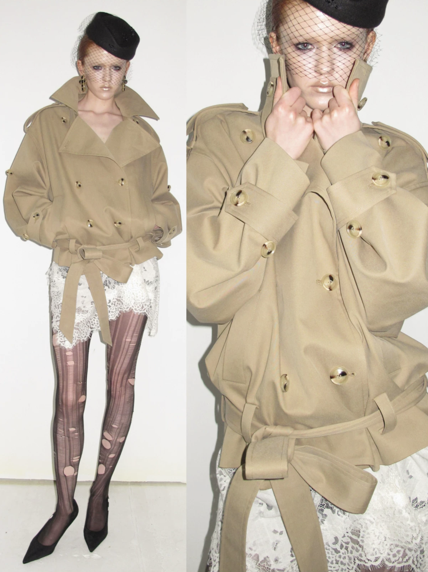 IN STOCK ♱ GOTHIC BELTED TRENCH JACKET ♱ BEIGE - Image 8