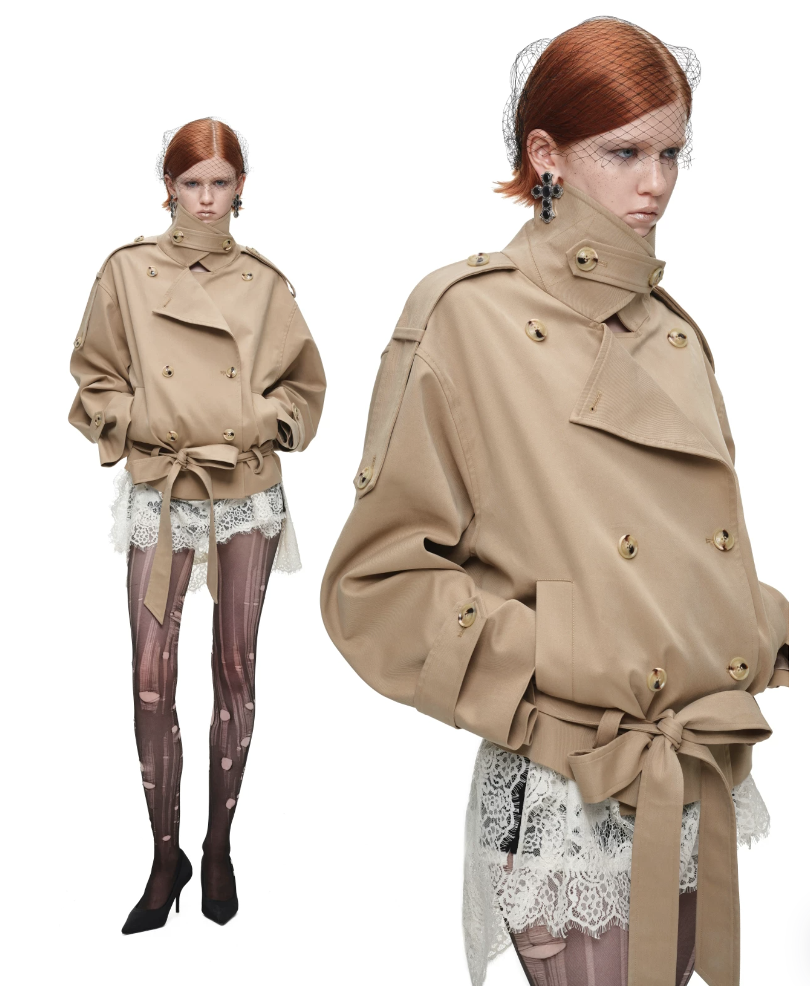 IN STOCK ♱ GOTHIC BELTED TRENCH JACKET ♱ BEIGE - Image 13