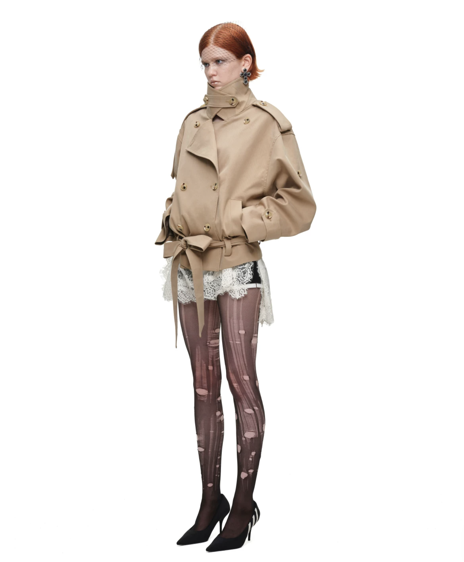 IN STOCK ♱ GOTHIC BELTED TRENCH JACKET ♱ BEIGE - Image 16