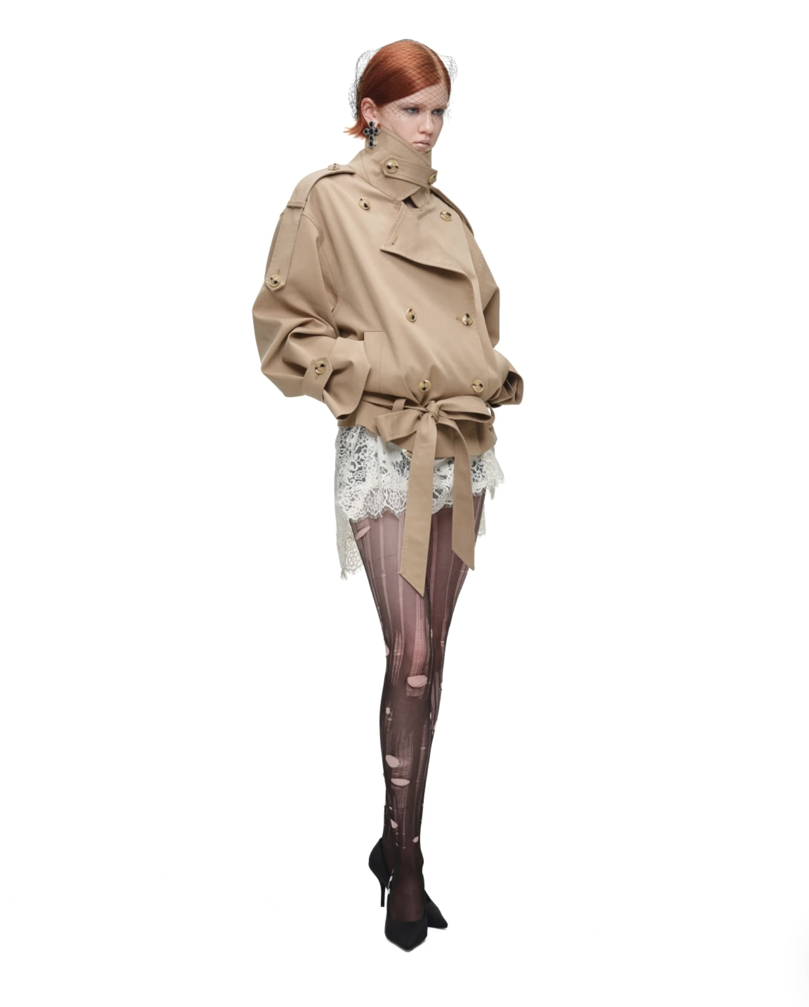 IN STOCK ♱ GOTHIC BELTED TRENCH JACKET ♱ BEIGE - Image 14