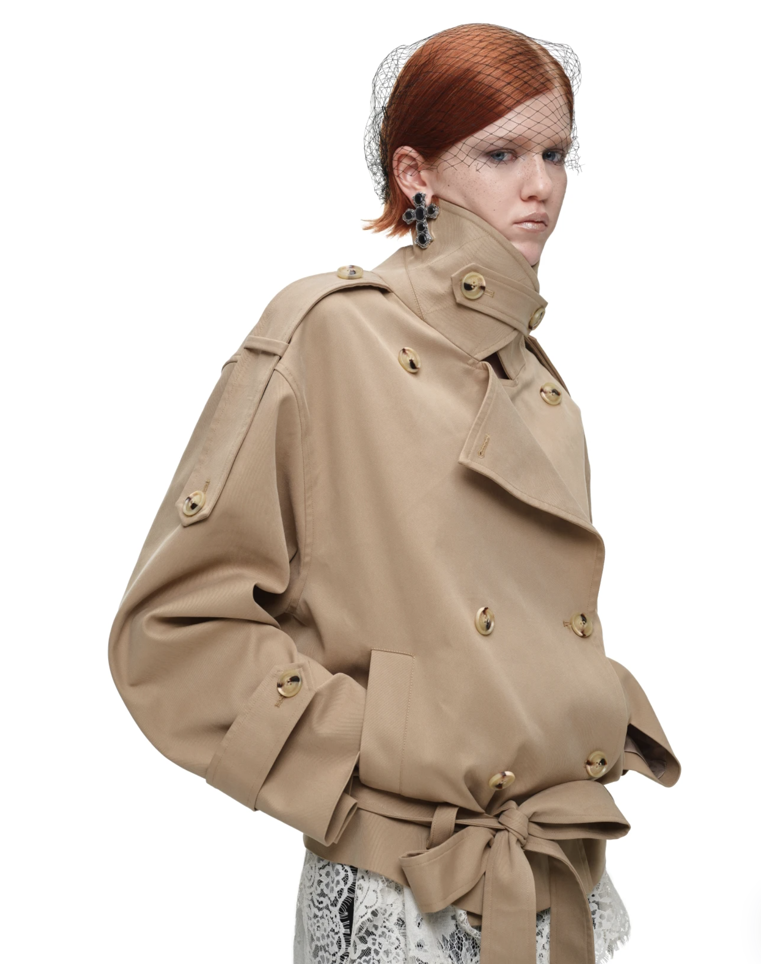 IN STOCK ♱ GOTHIC BELTED TRENCH JACKET ♱ BEIGE - Image 15