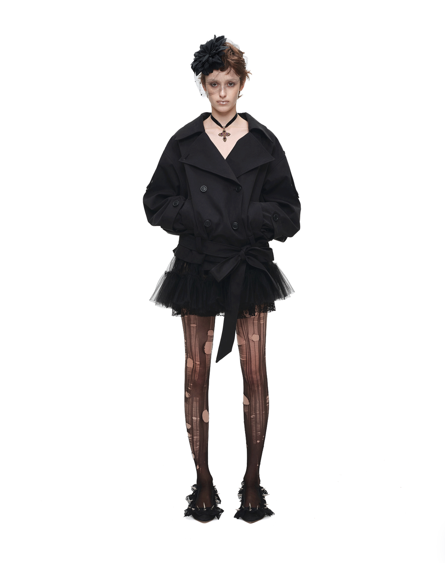 IN STOCK ♱ GOTHIC BELTED TRENCH JACKET ♱ BLACK - Image 2