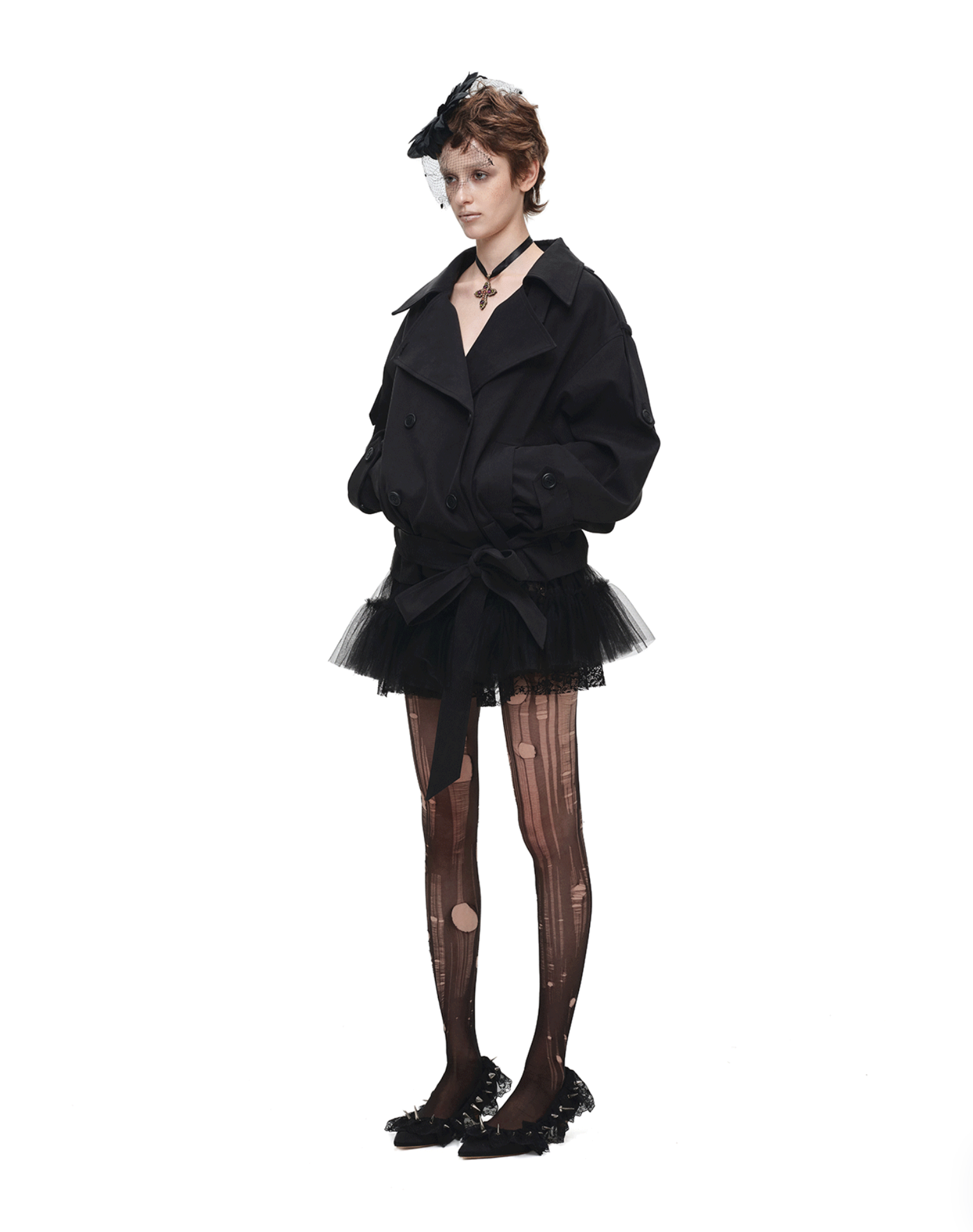 IN STOCK ♱ GOTHIC BELTED TRENCH JACKET ♱ BLACK - Image 3