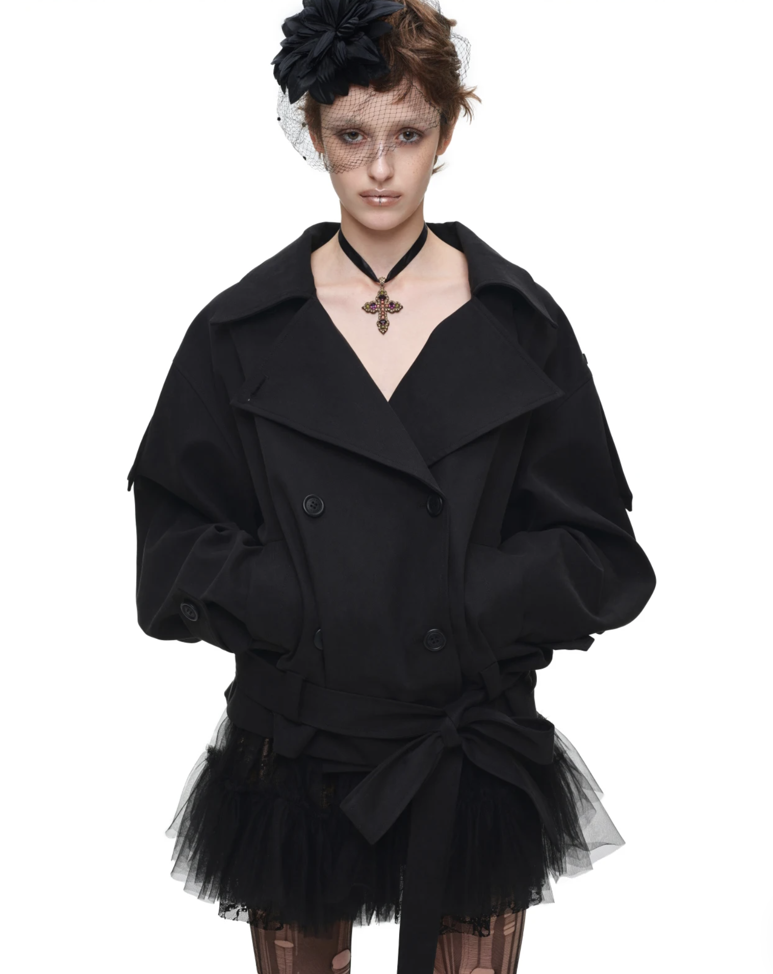 IN STOCK ♱ GOTHIC BELTED TRENCH JACKET ♱ BLACK