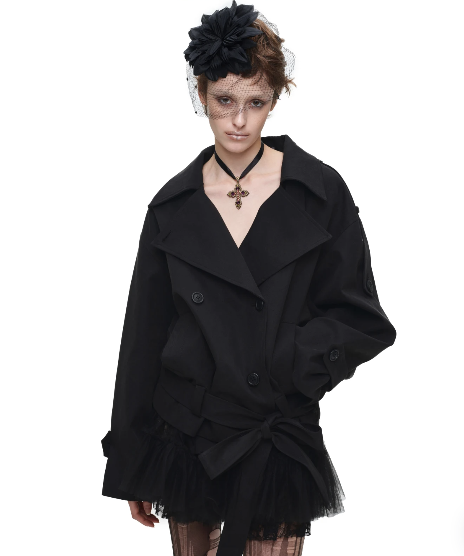IN STOCK ♱ GOTHIC BELTED TRENCH JACKET ♱ BLACK - Image 8