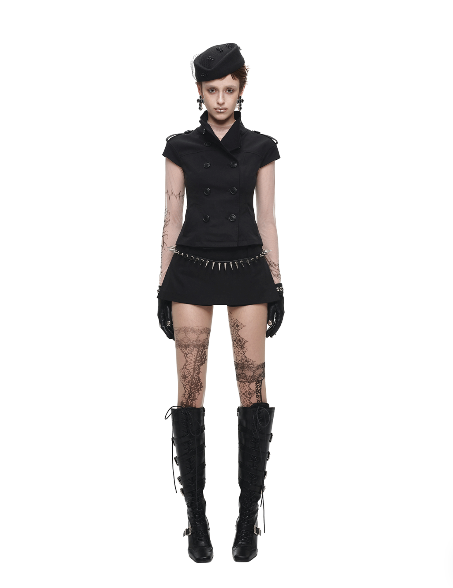 IN STOCK ♱ VICTORIA MILITARY WAISTCOAT TOP ♱ BLACK - Image 2