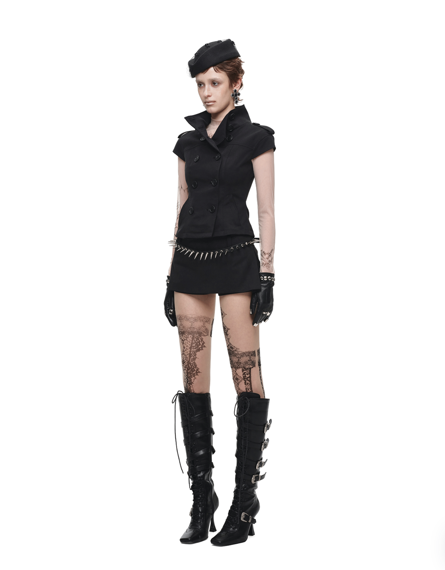 IN STOCK ♱ VICTORIA MILITARY WAISTCOAT TOP ♱ BLACK - Image 3