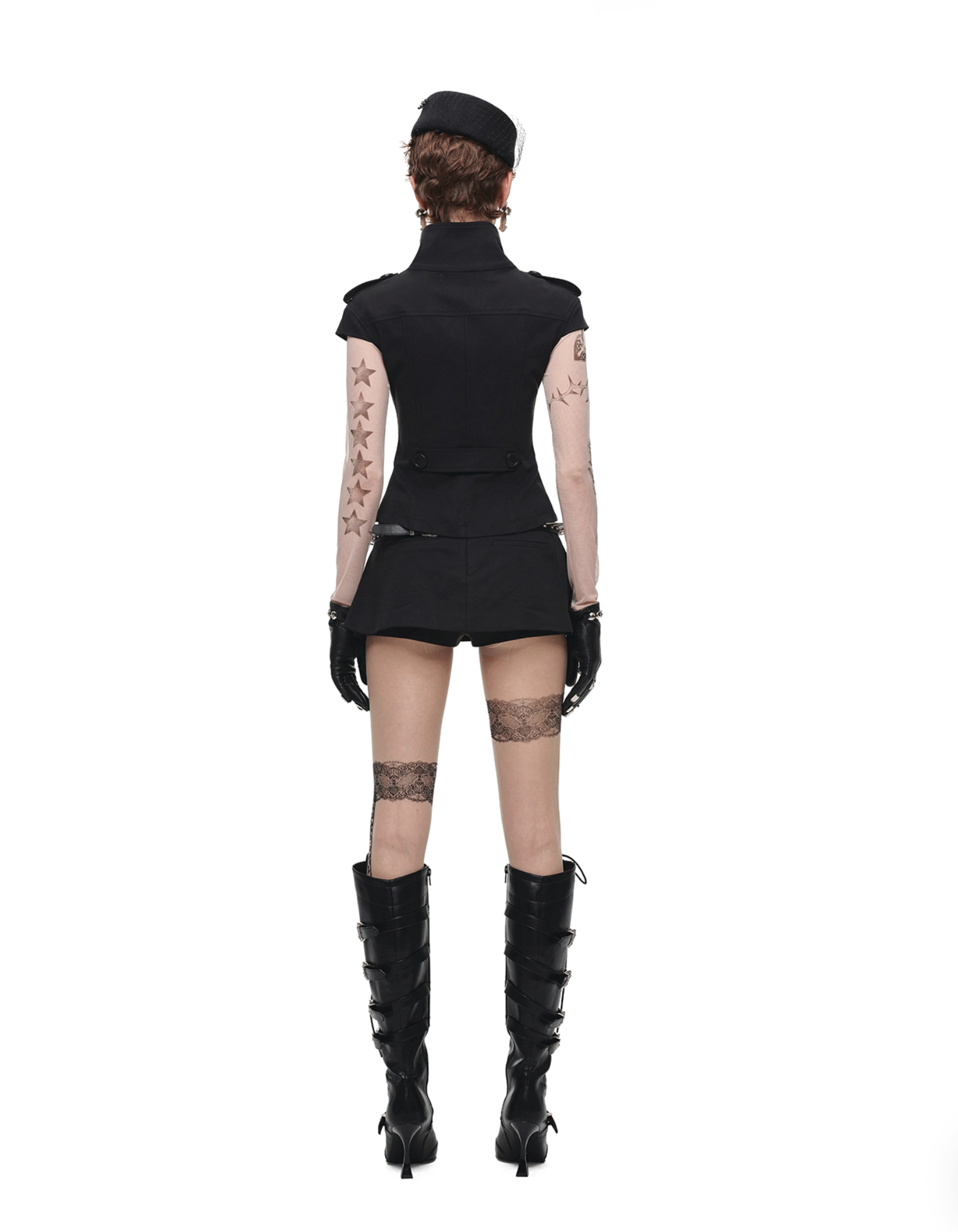 IN STOCK ♱ VICTORIA MILITARY WAISTCOAT TOP ♱ BLACK - Image 4