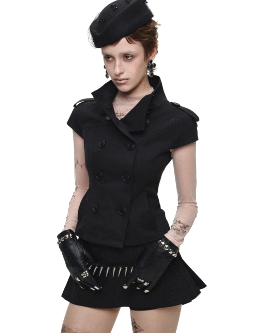 IN STOCK ♱ VICTORIA MILITARY WAISTCOAT TOP ♱ BLACK