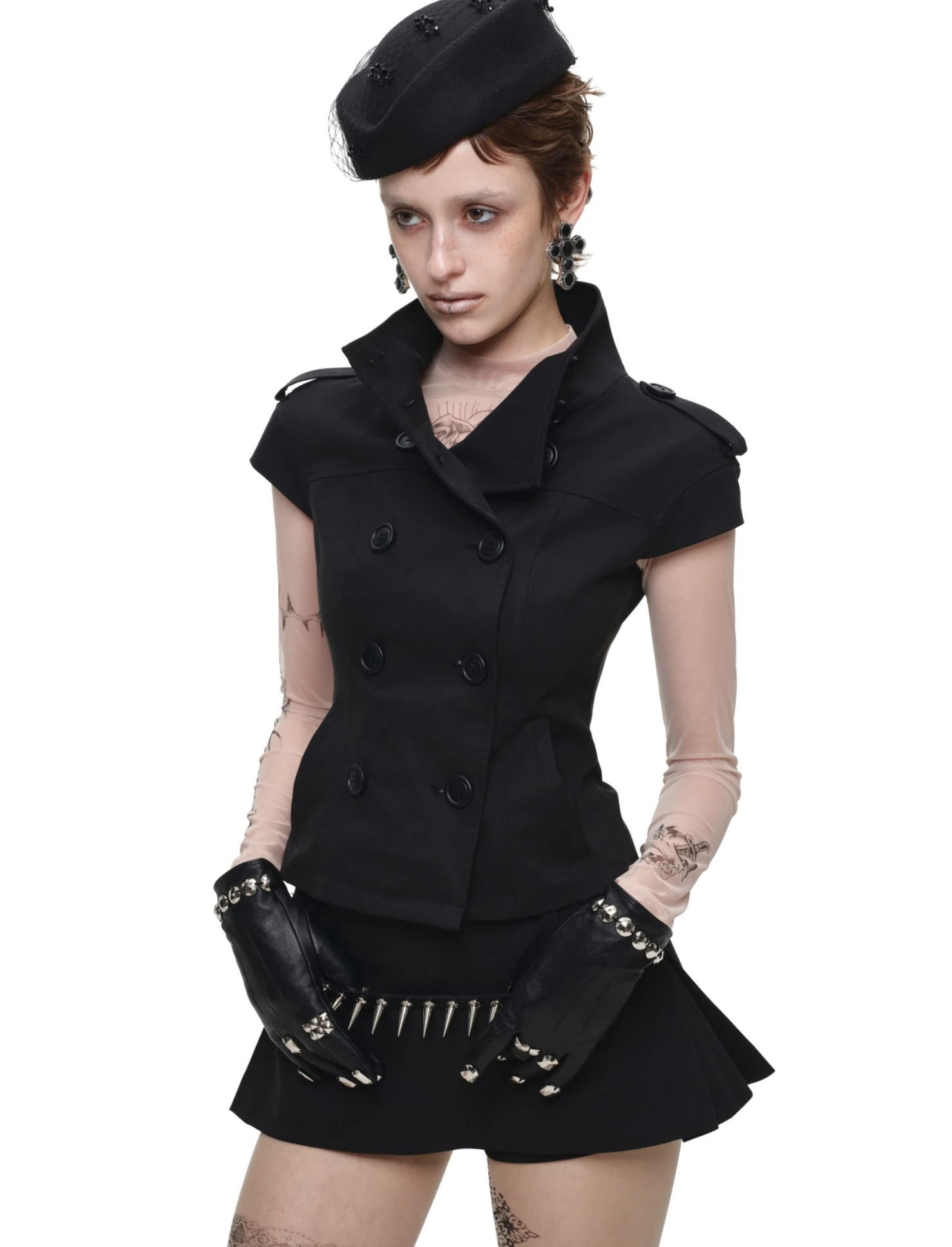IN STOCK ♱ VICTORIA MILITARY WAISTCOAT TOP ♱ BLACK