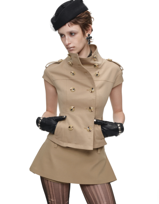 IN STOCK ♱ VICTORIA MILITARY WAISTCOAT TOP ♱ BEIGE