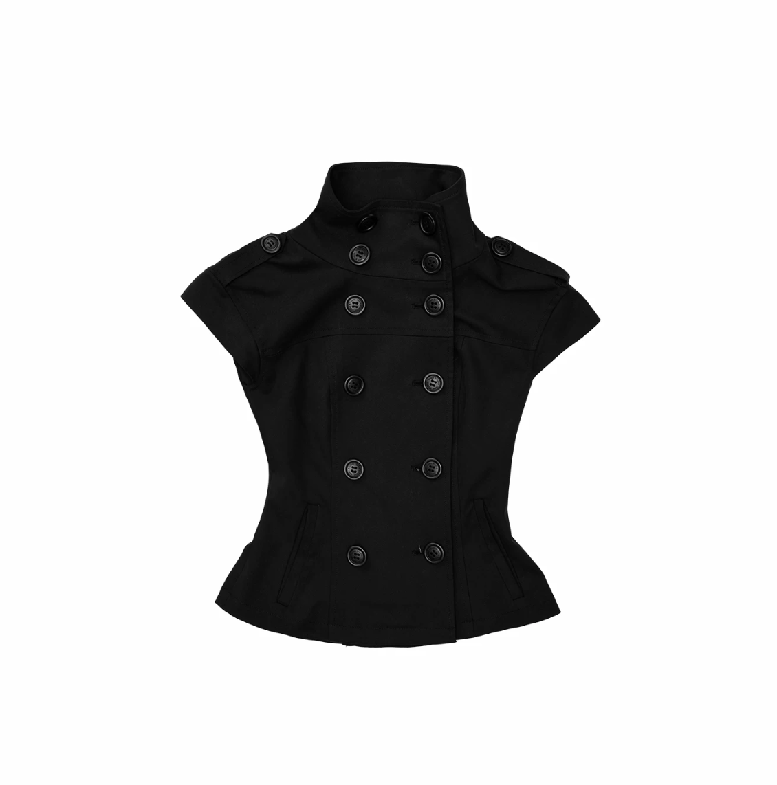 IN STOCK ♱ VICTORIA MILITARY WAISTCOAT TOP ♱ BLACK - Image 5