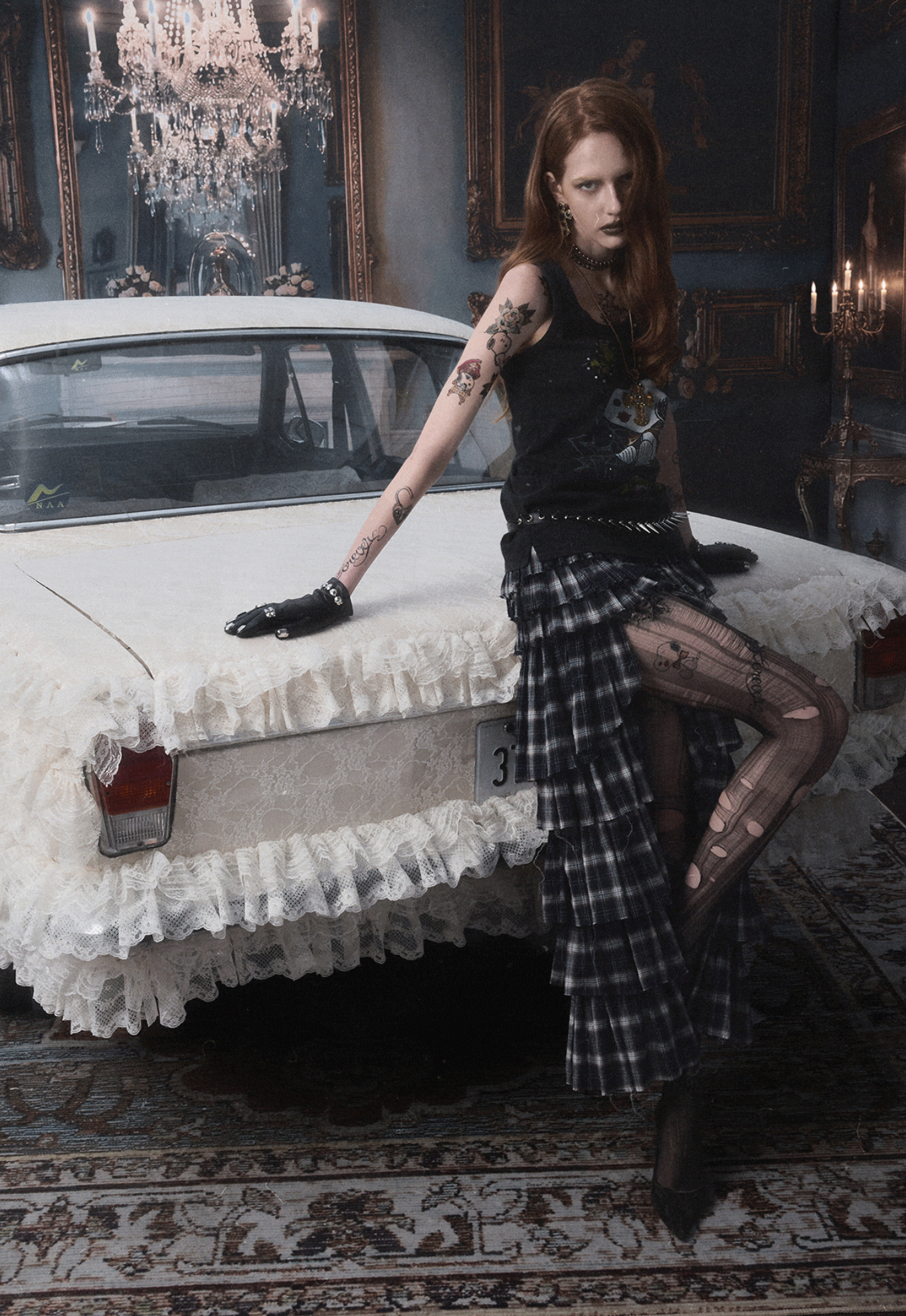 IN STOCK ♱ GRUNGE CHECK RUFFLE SKIRT - Image 3