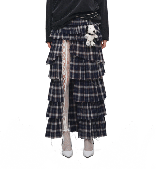 IN STOCK ♱ GRUNGE CHECK RUFFLE SKIRT