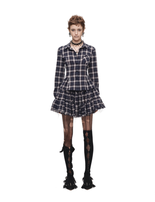 Alternative view of ♱ GRUNGE CHECK SHIRT & MINI SKIRT - NAVY BLUE PLAID