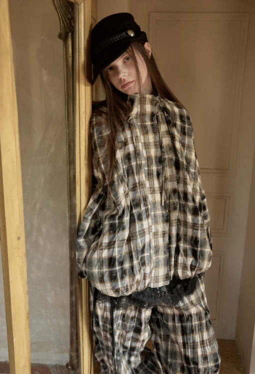 Alternative view of IN STOCK ♱ PLAID FUZZY ZIP-UP JACKET & PANTS
