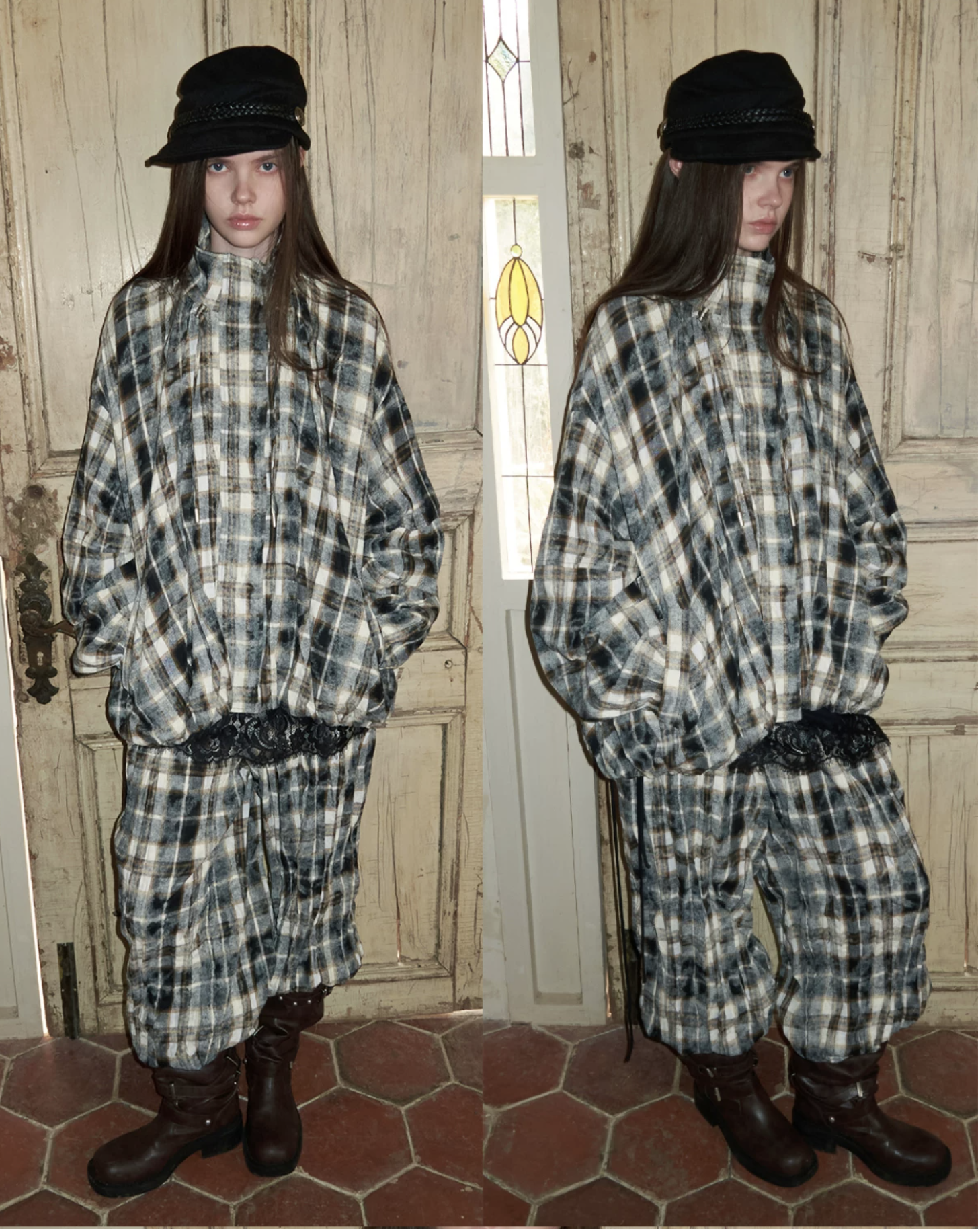 IN STOCK ♱ PLAID FUZZY ZIP-UP JACKET & PANTS - Image 7