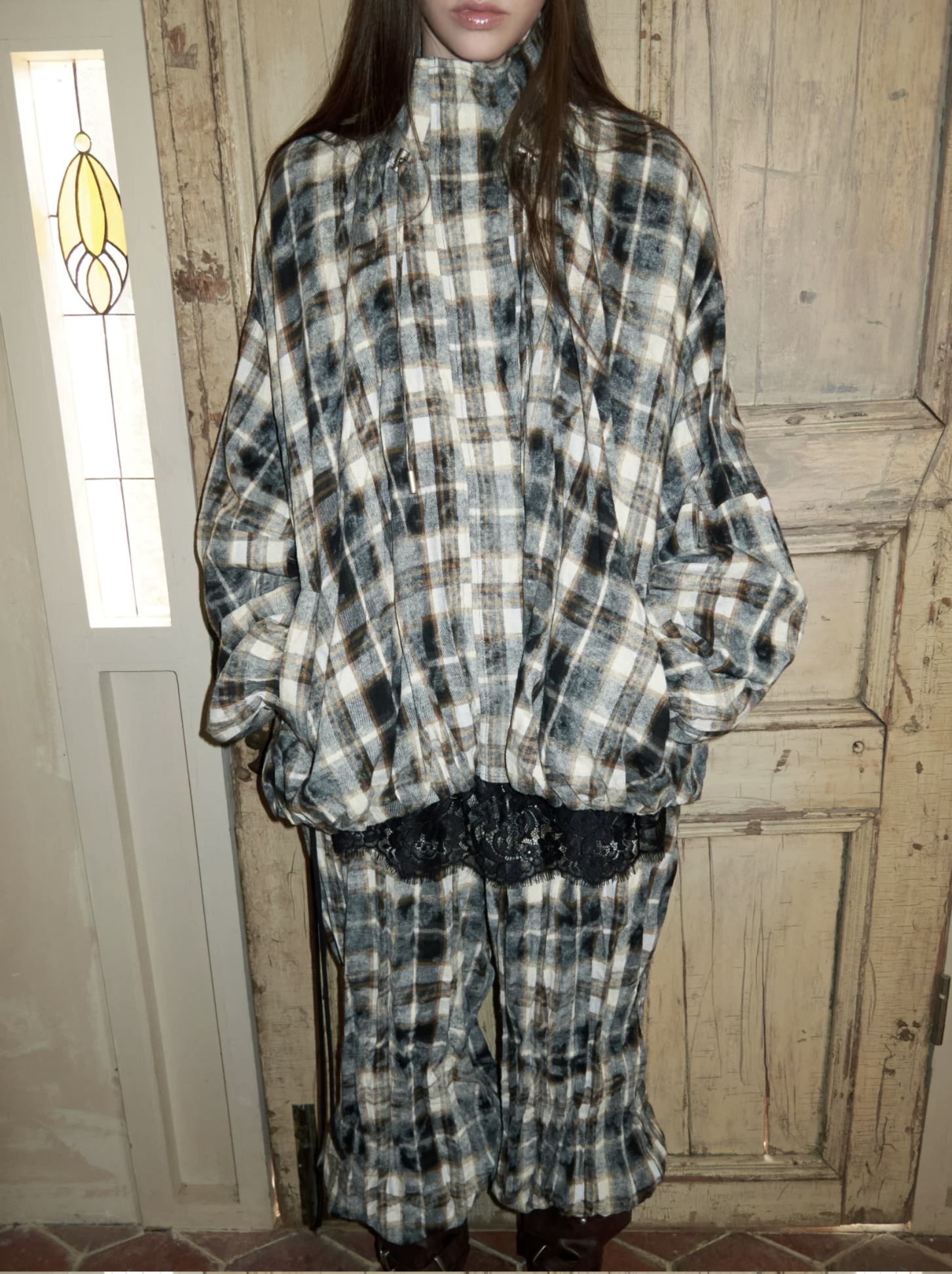 IN STOCK ♱ PLAID FUZZY ZIP-UP JACKET & PANTS - Image 8