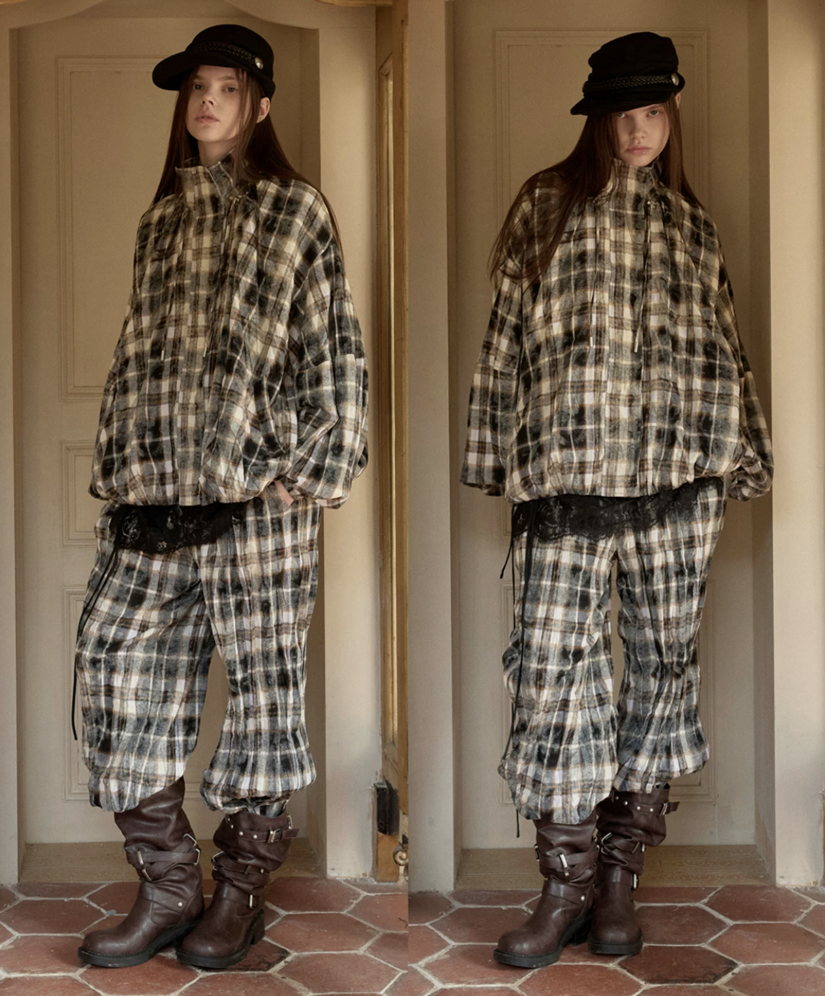 IN STOCK ♱ PLAID FUZZY ZIP-UP JACKET & PANTS - Image 10