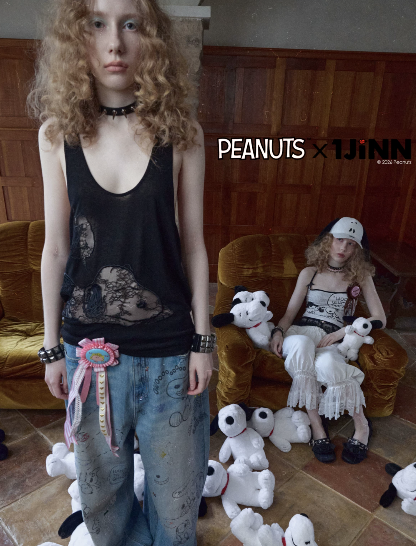 ♱ 1JINN x SNOOPY ੯‧̀͡⬮ SLEEPY DOG LAYERED 2-PIECE TOP - 2colors - Image 15