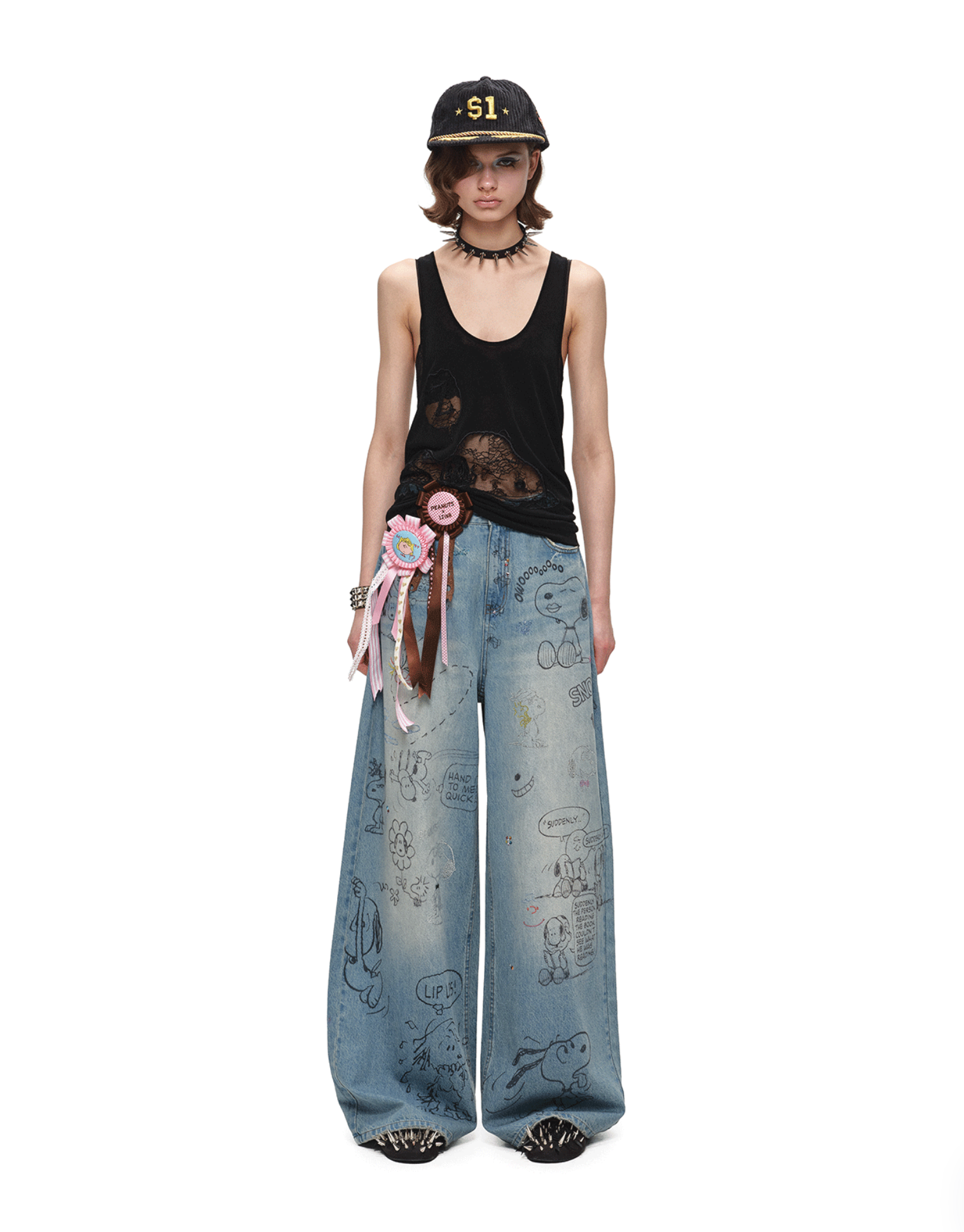 ♱ 1JINN x SNOOPY ੯‧̀͡⬮ SLEEPY DOG LAYERED 2-PIECE TOP - 2colors - Image 26
