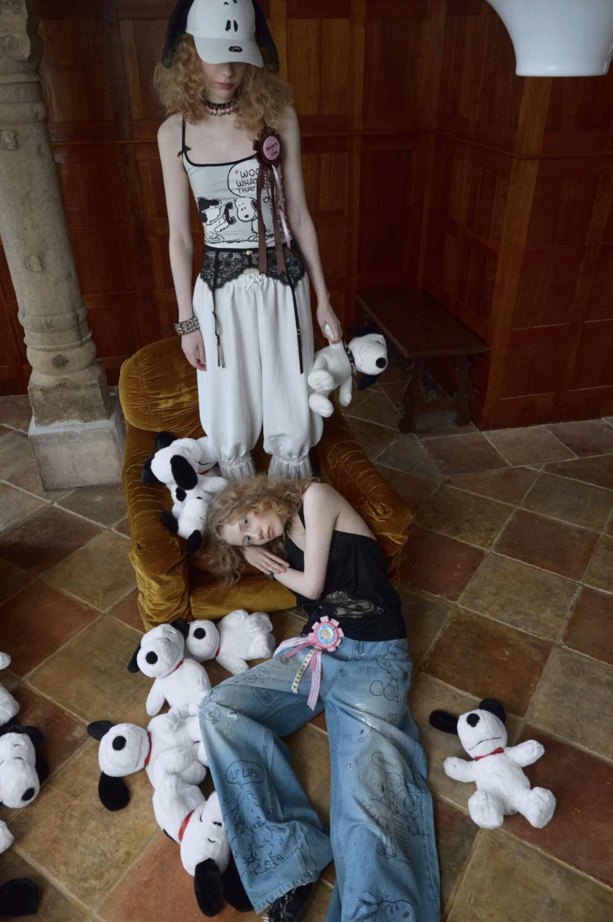 ♱ 1JINN x SNOOPY ੯‧̀͡⬮ SLEEPY DOG LAYERED 2-PIECE TOP - 2colors - Image 18