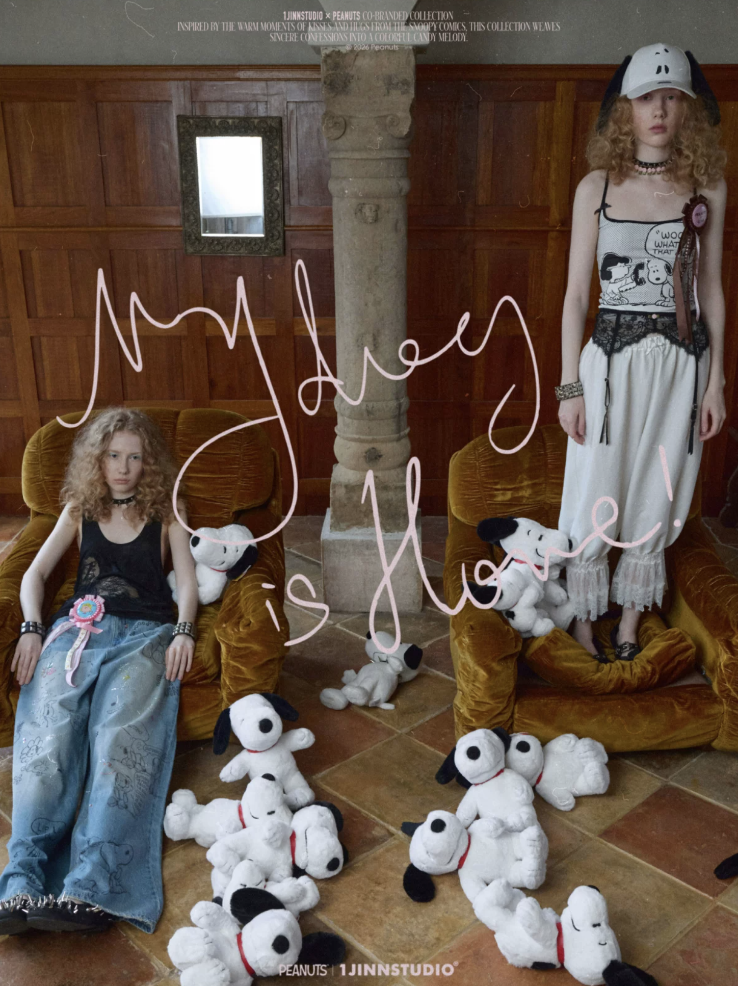 ♱ 1JINN x SNOOPY ੯‧̀͡⬮ SLEEPY DOG LAYERED 2-PIECE TOP - 2colors - Image 17