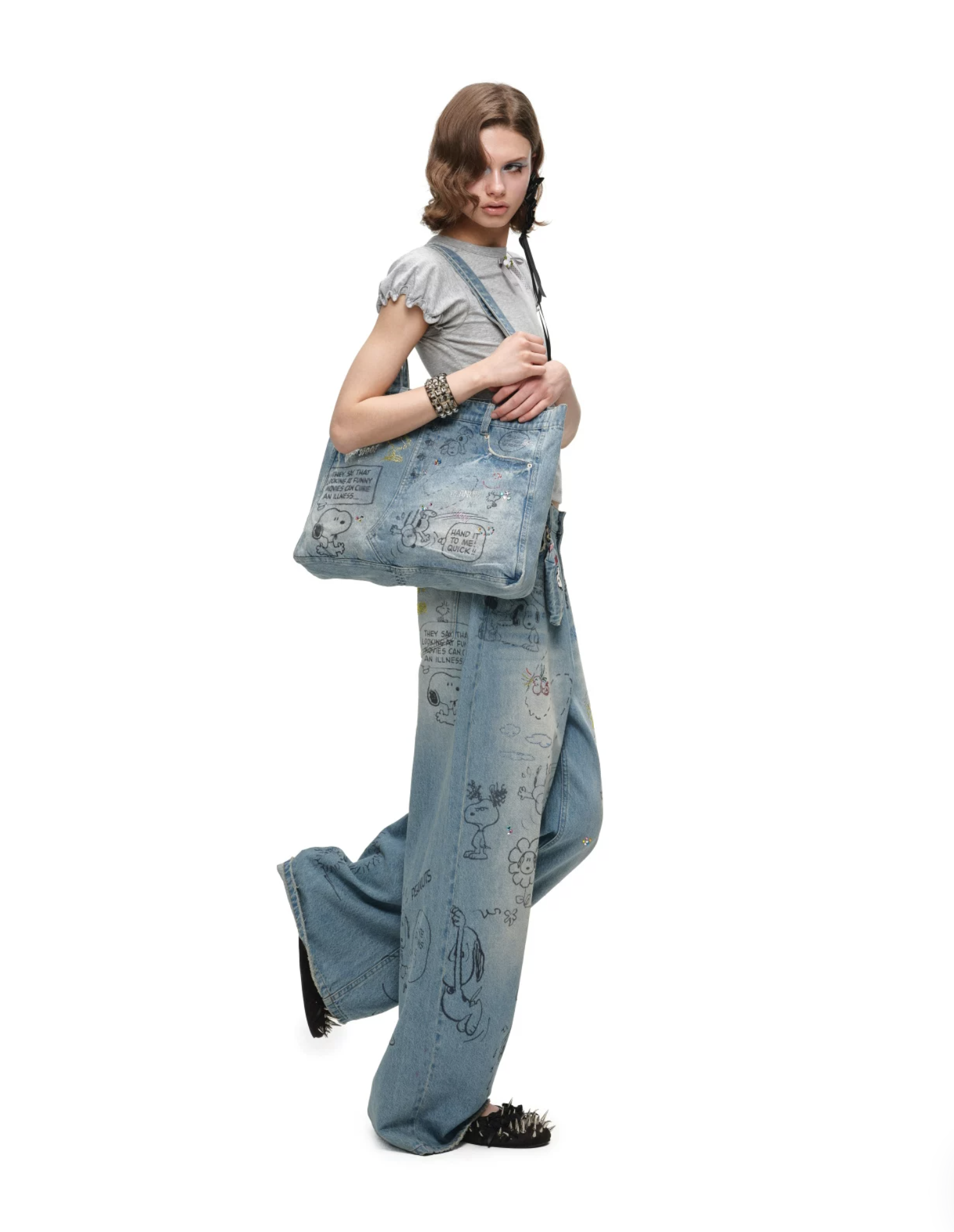 IN STOCK ♱ 1JINN x SNOOPY ੯‧̀͡⬮ PEANUTS DOODLE BAGGY JEANS - Image 16