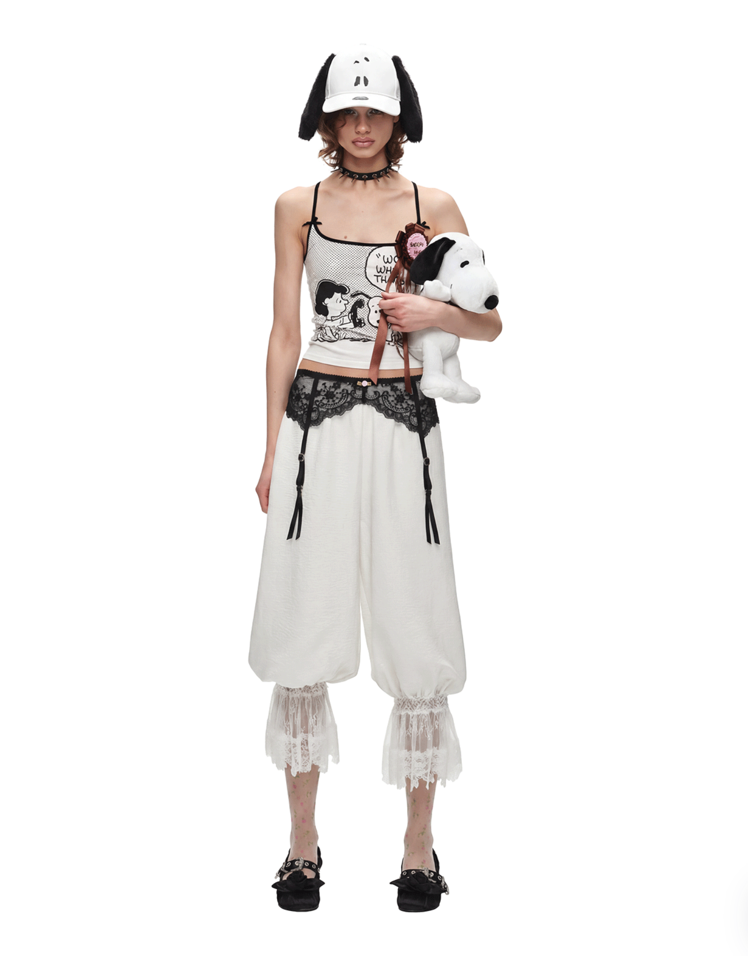 ♱ 1JINN x SNOOPY ੯‧̀͡⬮ LACE RUFFLE BLOOMER PANTS - Image 6