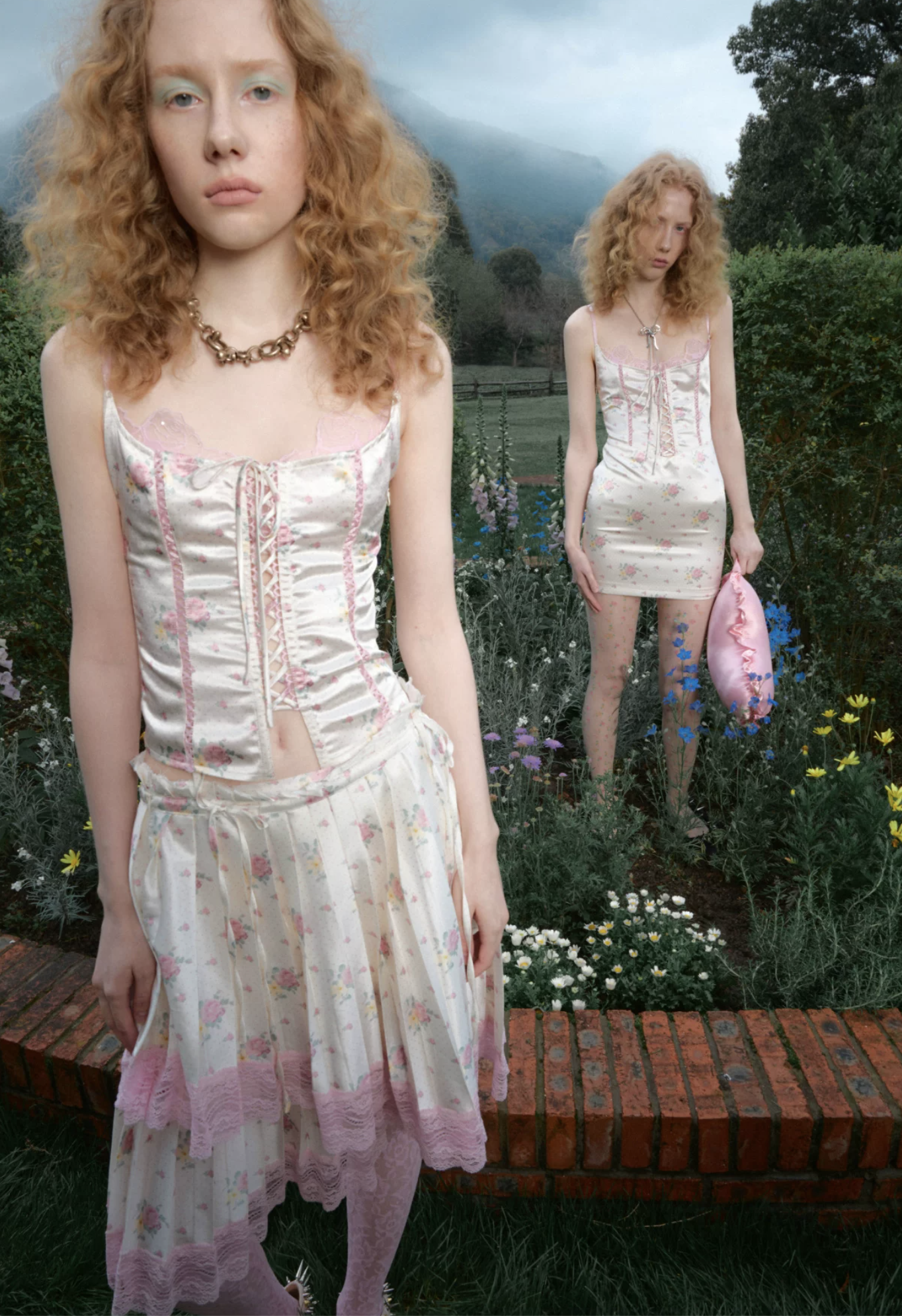 ♱ 1JINN x SNOOPY ੯‧̀͡⬮ ASYMMETRIC LACE PLEATED MIDI SKIRT - 3colors - Image 12