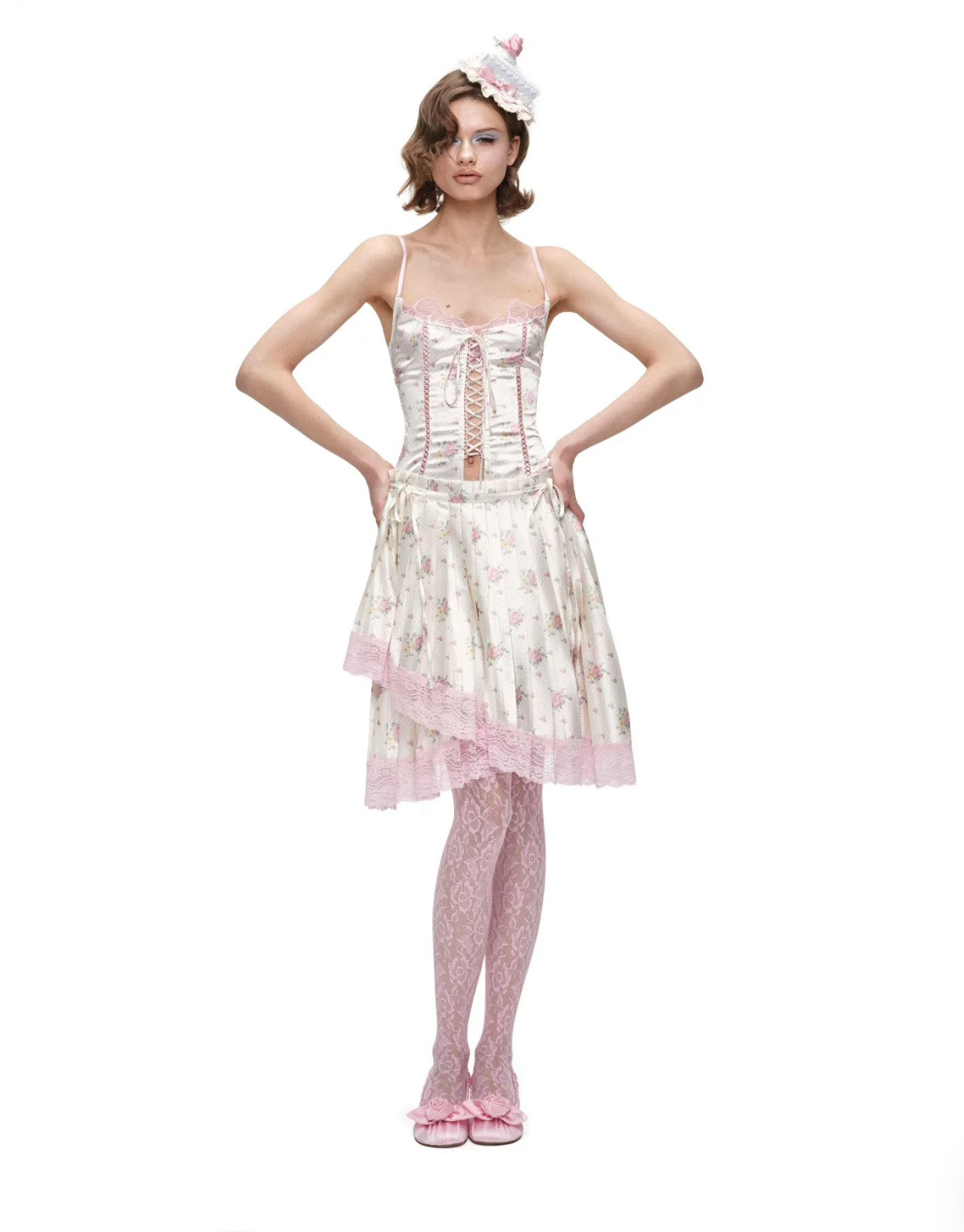 ♱ 1JINN x SNOOPY ੯‧̀͡⬮ ASYMMETRIC LACE PLEATED MIDI SKIRT - 3colors - Image 38