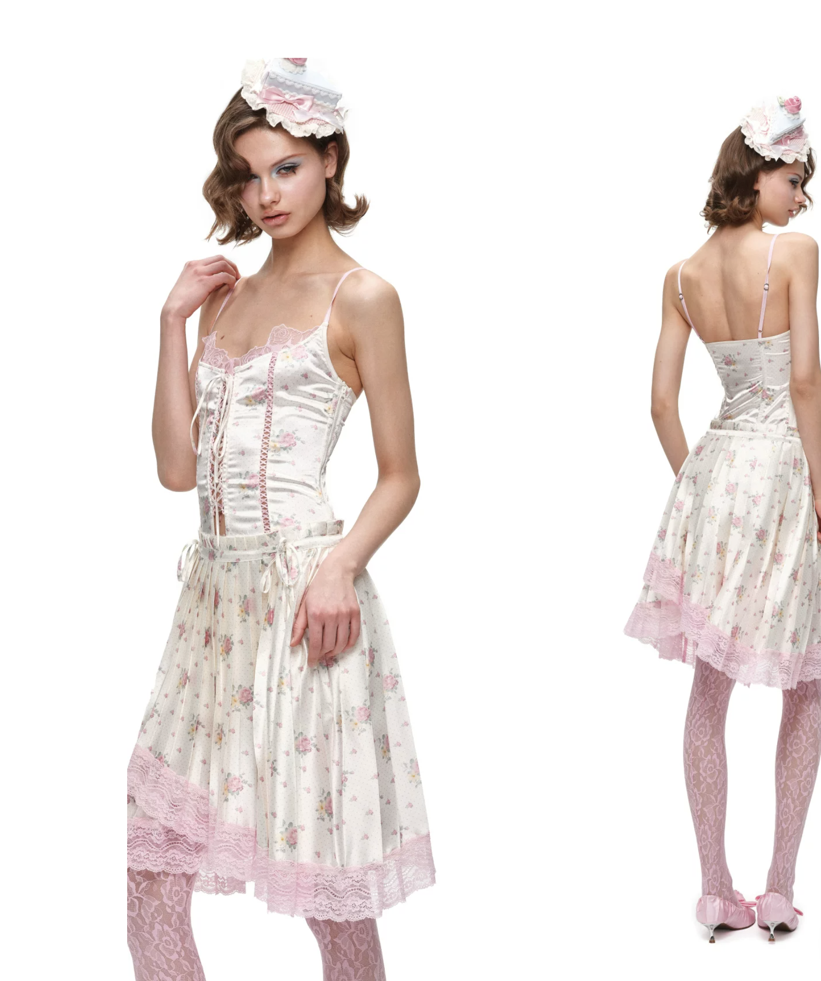 ♱ 1JINN x SNOOPY ੯‧̀͡⬮ ASYMMETRIC LACE PLEATED MIDI SKIRT - 3colors - Image 39