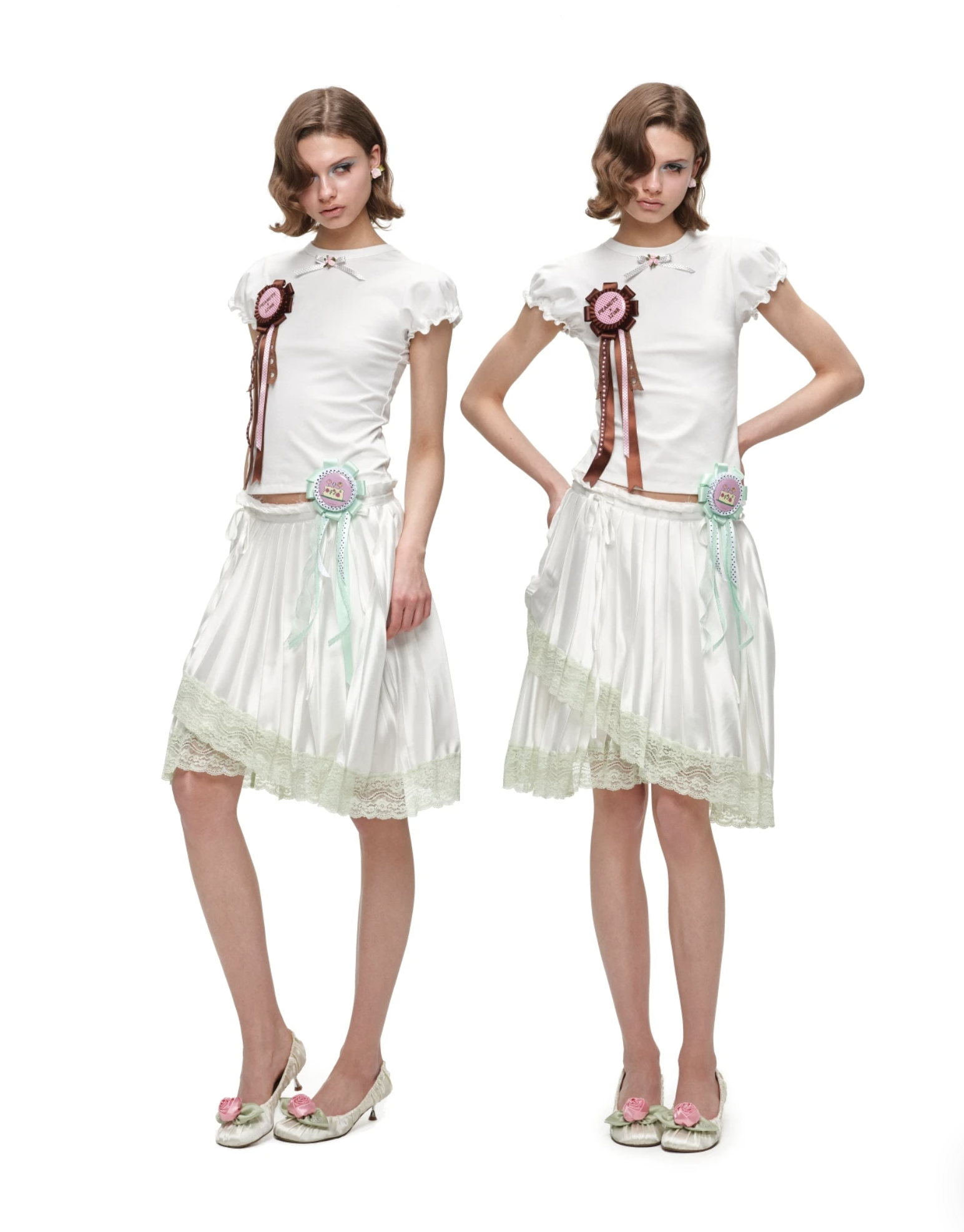 ♱ 1JINN x SNOOPY ੯‧̀͡⬮ ASYMMETRIC LACE PLEATED MIDI SKIRT - 3colors - Image 25