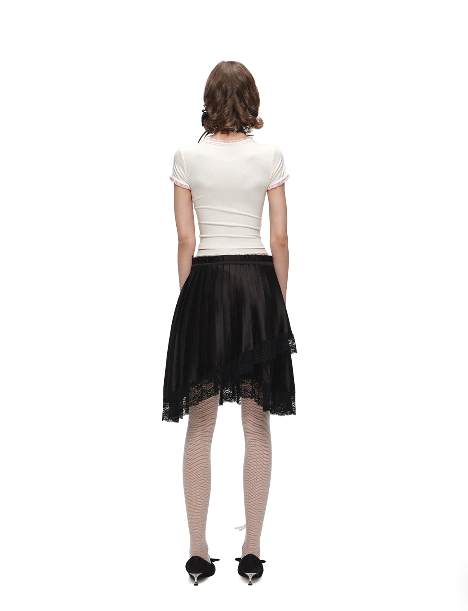 ♱ 1JINN x SNOOPY ੯‧̀͡⬮ ASYMMETRIC LACE PLEATED MIDI SKIRT - 3colors - Image 36