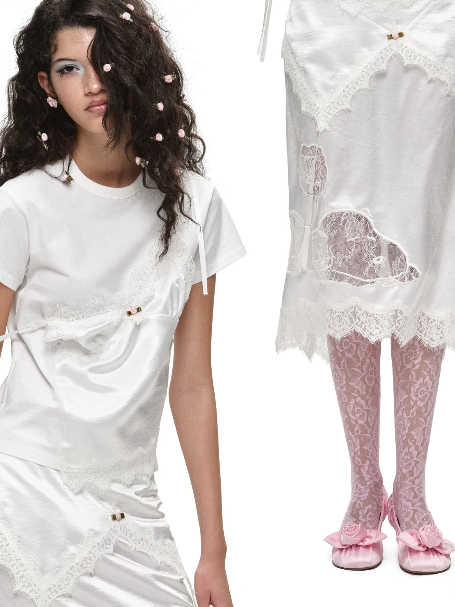 ♱ 1JINN x SNOOPY ੯‧̀͡⬮ LACE SATIN LAYERED T-SHIRT - 2colors - Image 7
