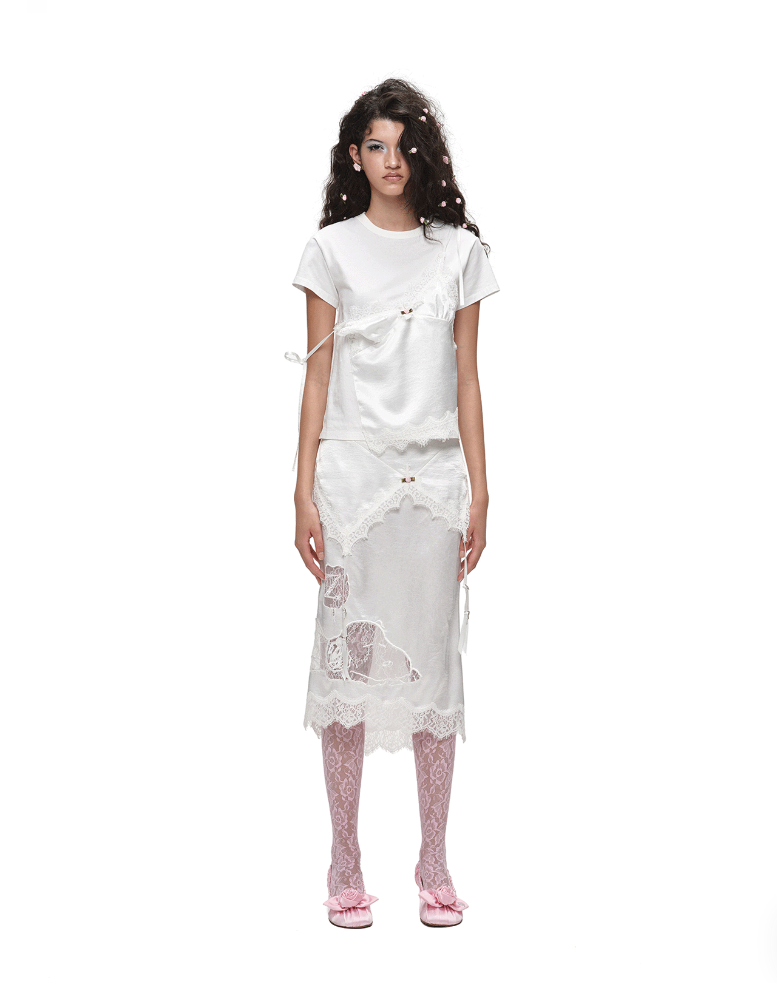 ♱ 1JINN x SNOOPY ੯‧̀͡⬮ LACE SATIN LAYERED T-SHIRT - 2colors - Image 12