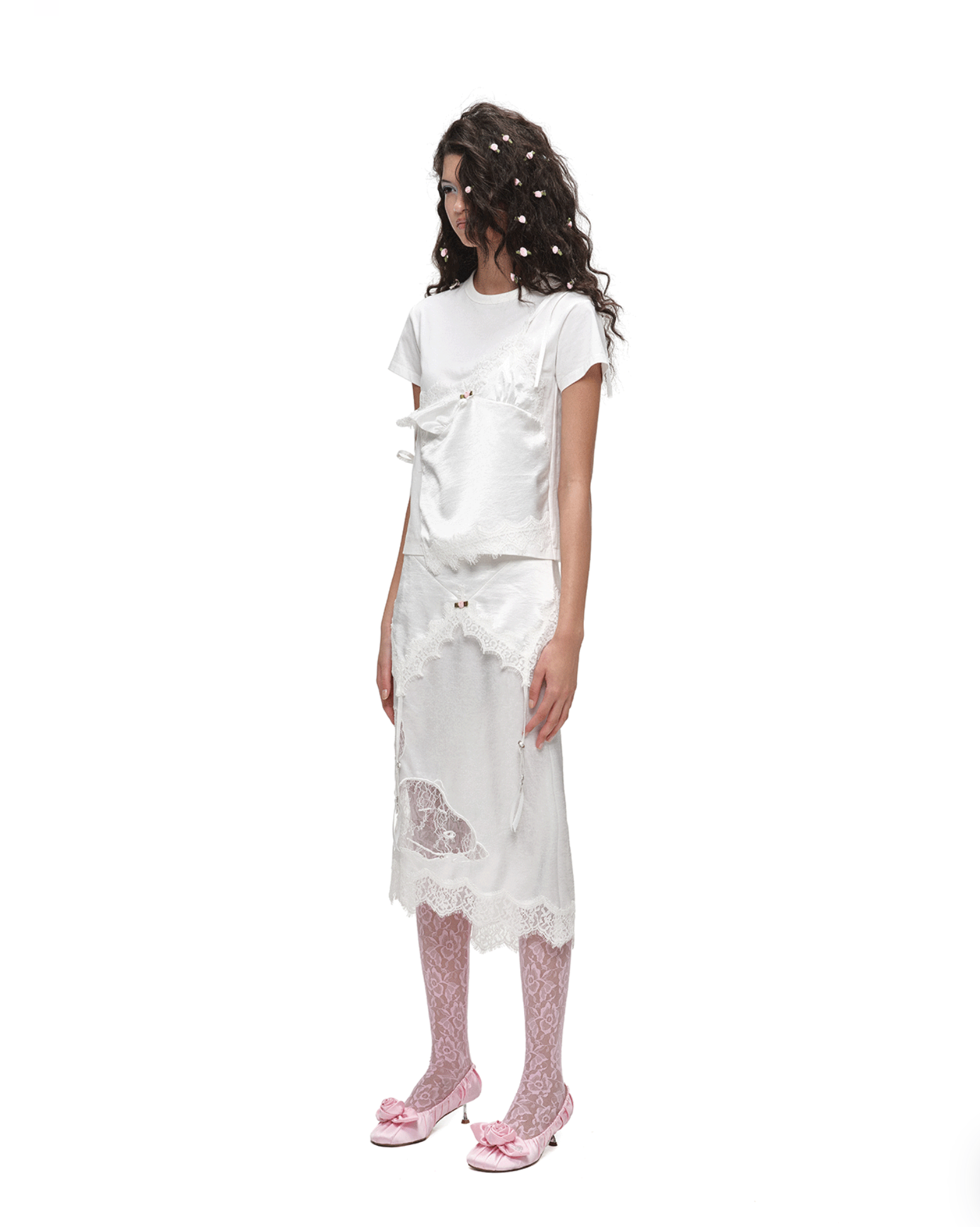 ♱ 1JINN x SNOOPY ੯‧̀͡⬮ LACE SATIN LAYERED T-SHIRT - 2colors - Image 13