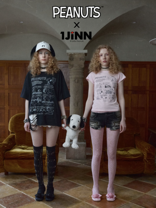 Alternative view of ♱ 1JINN x SNOOPY ੯‧̀͡⬮ PEANUTS DISTRESSED COMIC T-SHIRT - 4styles