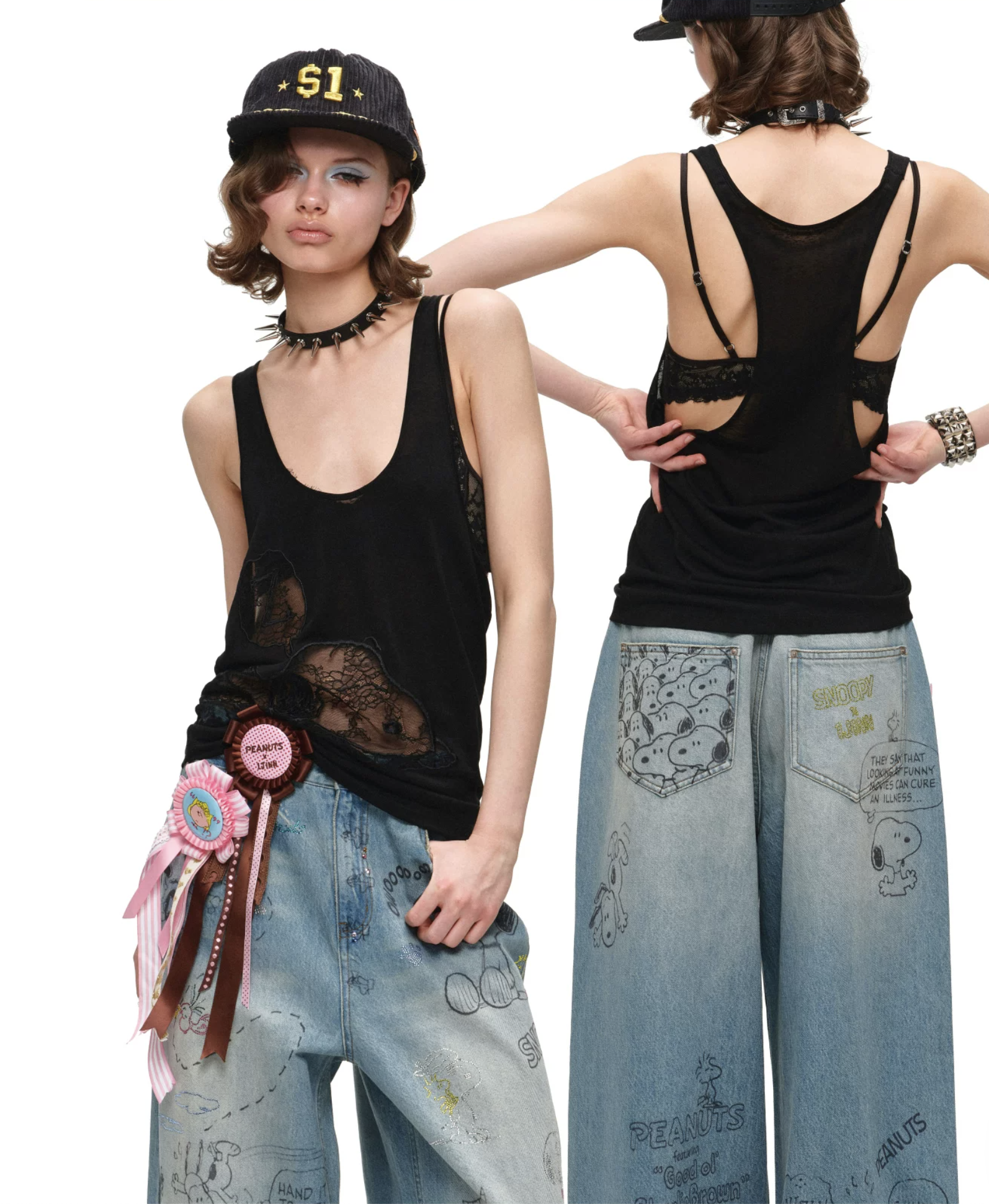 ♱ 1JINN x SNOOPY ੯‧̀͡⬮ SLEEPY DOG LAYERED 2-PIECE TOP - 2colors - Image 21