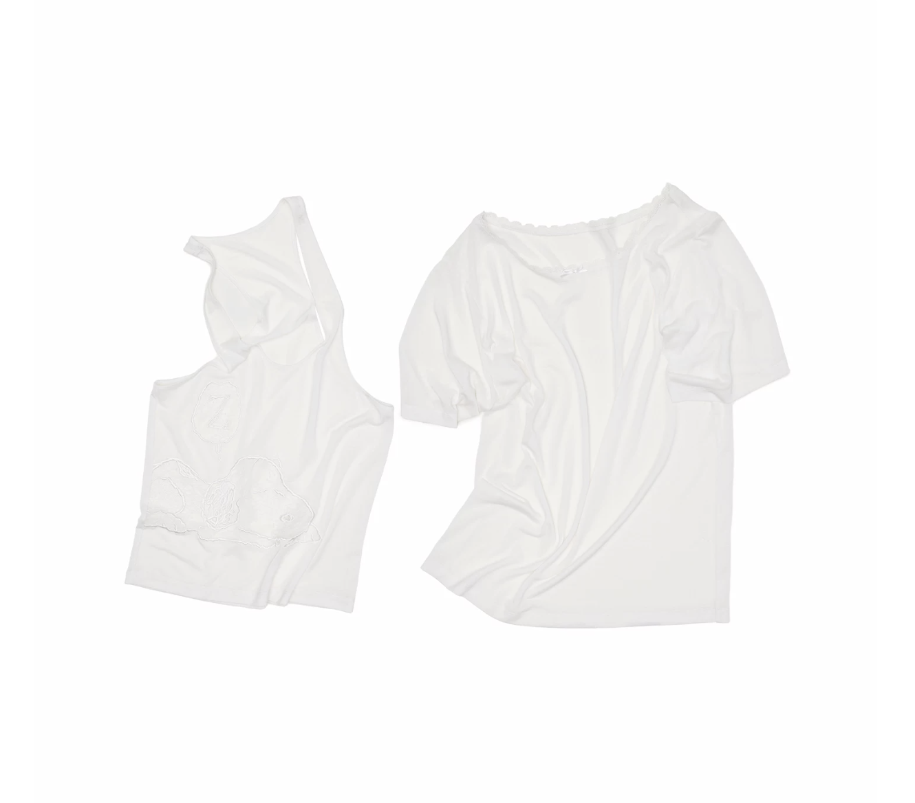 ♱ 1JINN x SNOOPY ੯‧̀͡⬮ SLEEPY DOG LAYERED 2-PIECE TOP - 2colors - Image 14