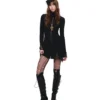 1jinn acetate high neck distressed knit dress 3