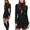 1jinn acetate high neck distressed knit dress 4