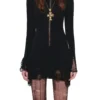 1jinn acetate high neck distressed knit dress 5