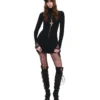 1jinn acetate high neck distressed knit dress 6