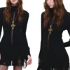 1jinn acetate high neck distressed knit dress 8