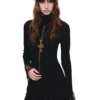 1jinn acetate high neck distressed knit dress 10