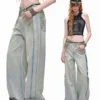 1JINN distressed mud-dyed wide-leg jeans